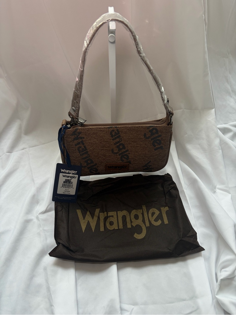 Wrangler Brown Logo Mini Shoulder Bag with Gold Accent